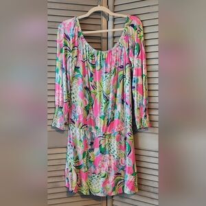 Lilly Pulitzer Lana Skort Romper Off the Shoulder Bright Bold Summer EUC